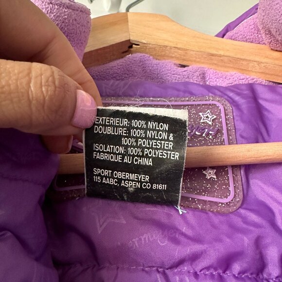 Obermeyer Stargazer Kids Ski Suit Size 5 Purple Belted Insulated Winter Snowsuit - Picture 15 of 16